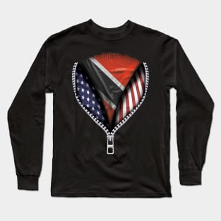 Trinidadian And Tobagoan Flag  Trinidad And Tobago Flag American Flag Zip Down - Gift for Trinidadian And Tobagoan From Trinidad And Tobago Long Sleeve T-Shirt